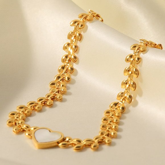 Leaf Chain Heart Bracelet For Women - Picture 3 of 5